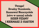 komunikat o kiermaszu i dniu piżamy w szkole